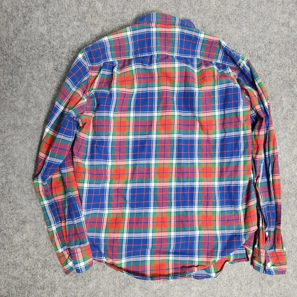 LL Bean Flannel Shirt Men L Multicolor Madras Plaid Long Sleeve Button Down‎
