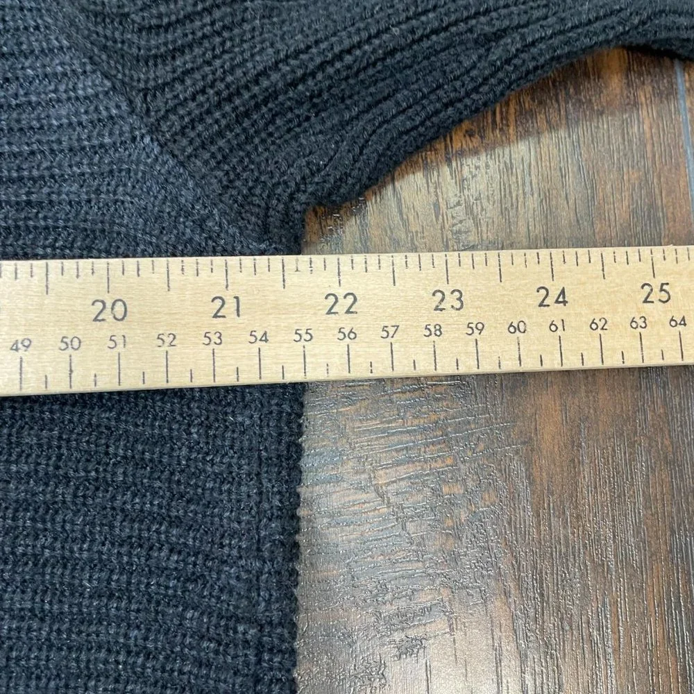 Banana Republic Sweater Large Black Navy Blue 1/4-Zip Pullover Cotton Blend Mens