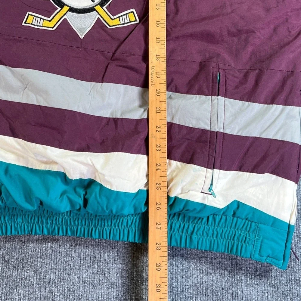 Vintage Apex One Mighty Ducks Puffer Jacket Mens Large Eggplant‎ 90s Quarter Zip