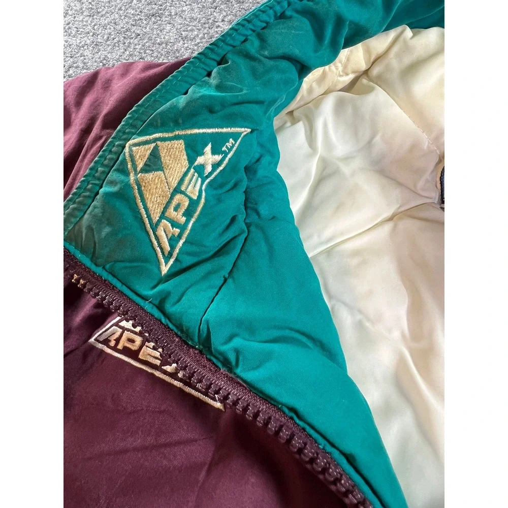 Vintage Apex One Mighty Ducks Puffer Jacket Mens Large Eggplant‎ 90s Quarter Zip