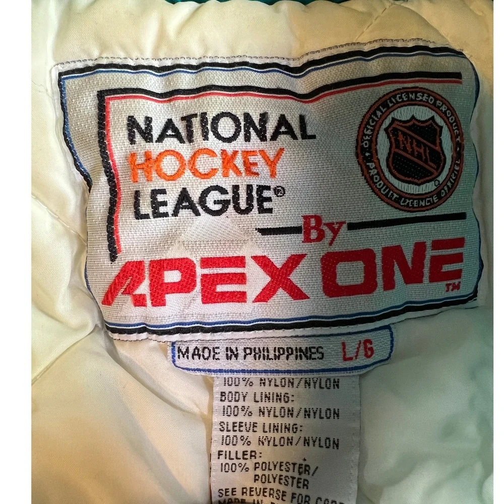 Vintage Apex One Mighty Ducks Puffer Jacket Mens Large Eggplant‎ 90s Quarter Zip