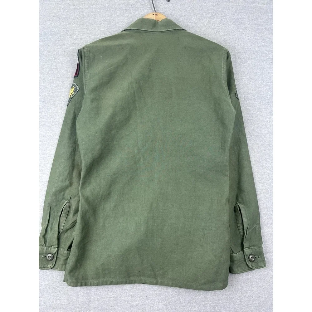 Vintage US Army OG-107 Cotton Sateen Utility Shirt Jacket Green XS 14.5x33