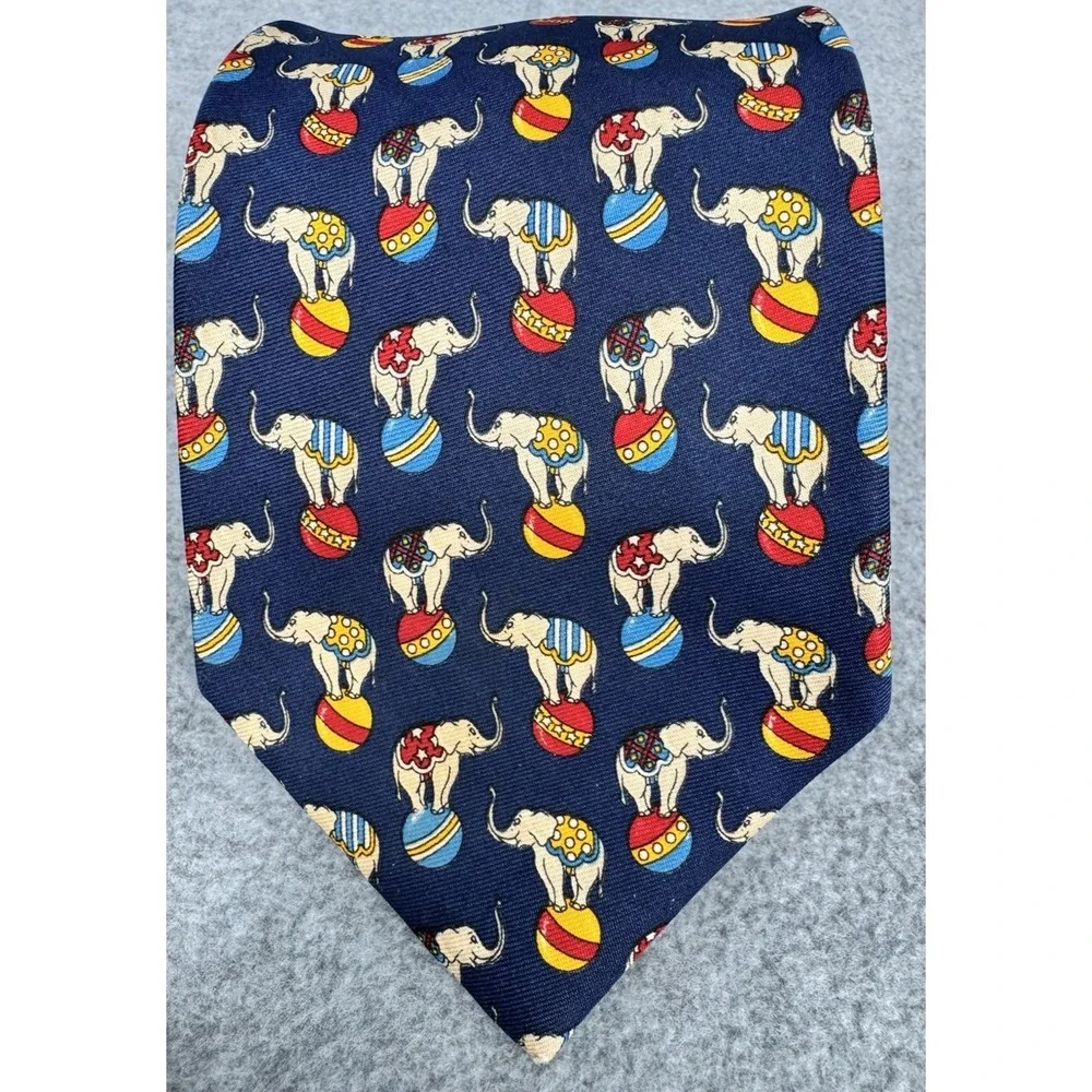 Brooks‎ Brothers Makers Silk Necktie Circus Elephant Print Novelty USA Made