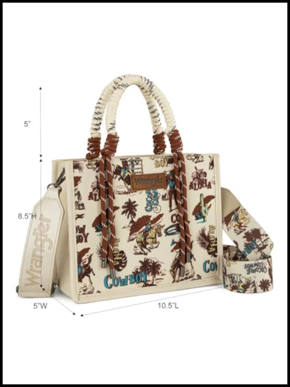 Canvas Tote Bag with Zipper Western Crossbody Adjustable Strap