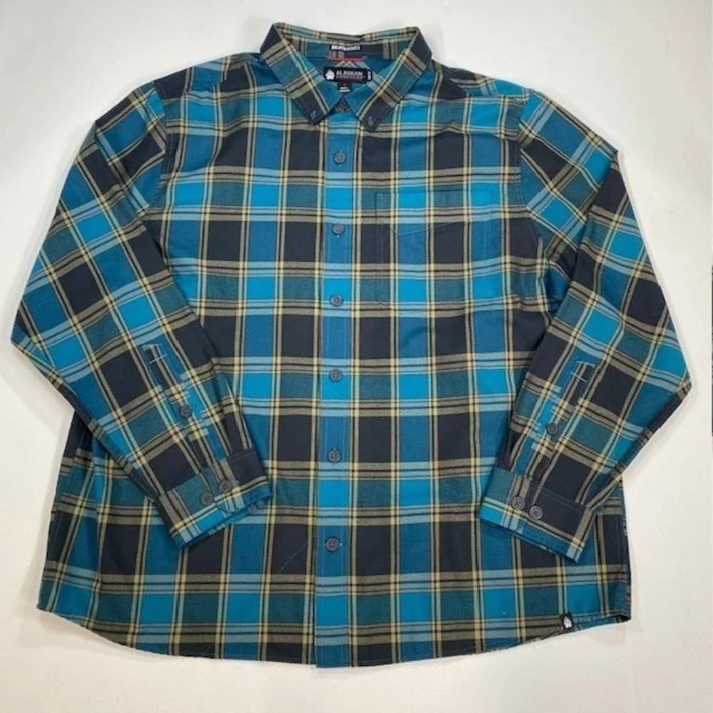 Alaskan Hardgear Duluth Trading Plaid Flannel Shirt‎ Mens 2XL Untucked Slim Fit