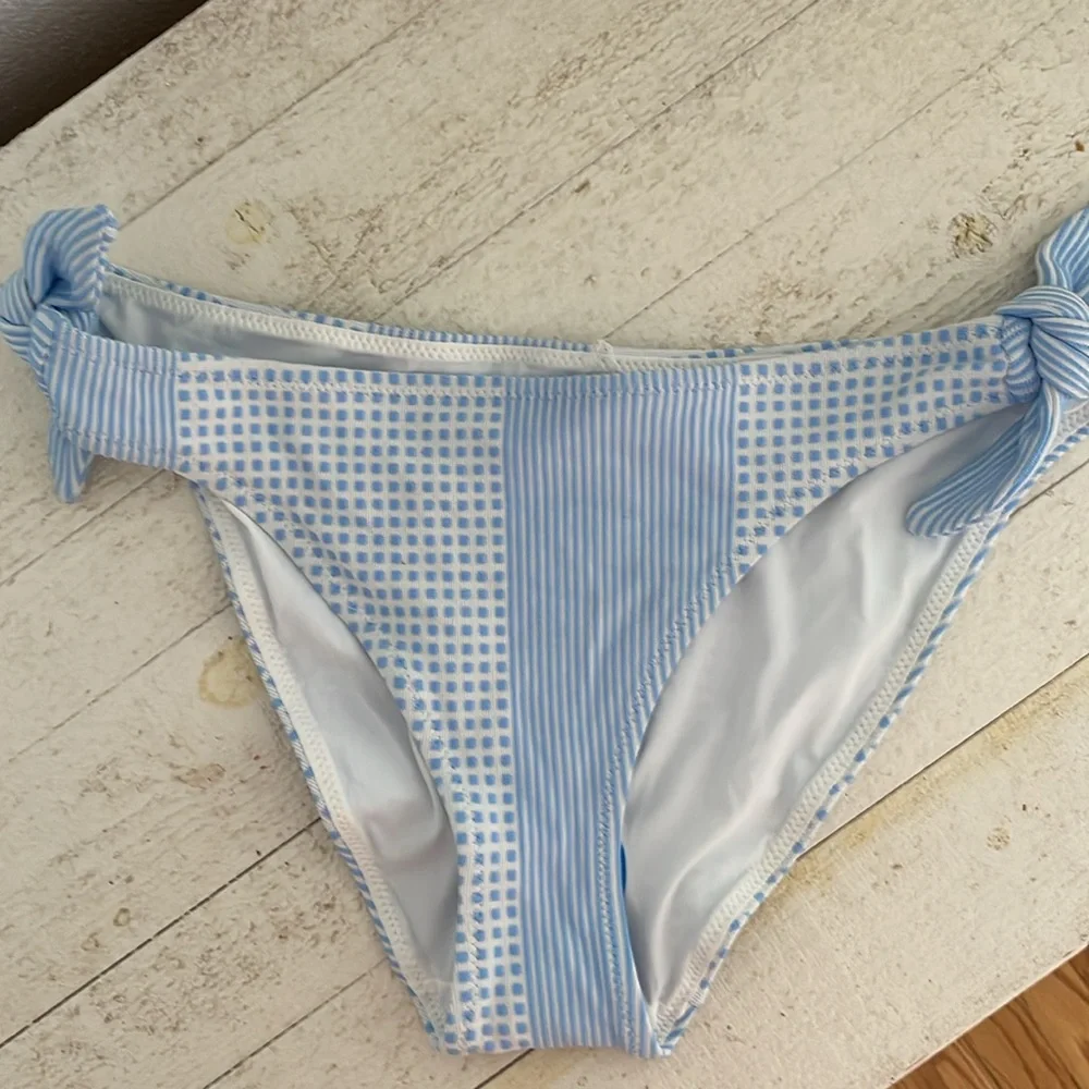 Lemlem Semira Sky Side Tie Bikini Bottom Sky Blue White Large‎