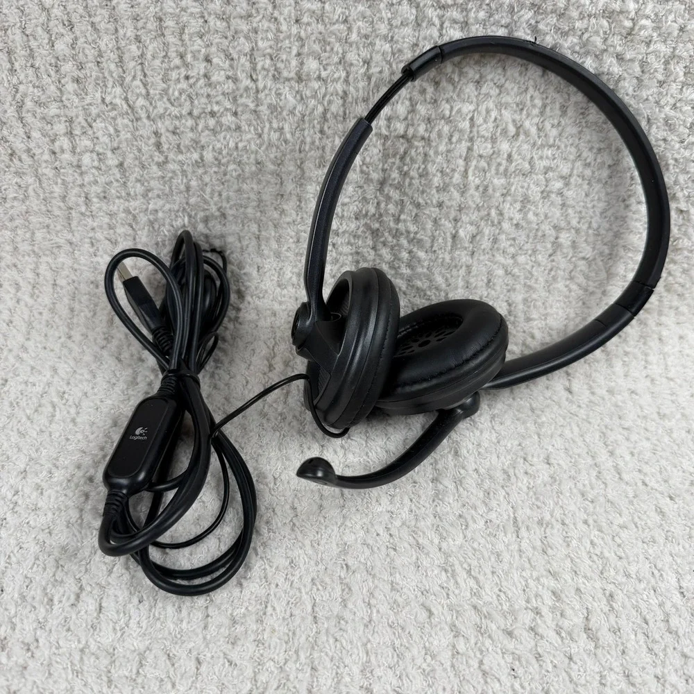 Logitech USB Headset A-0374A Black Wired On-Ear Headphones Microphone‎ Tested