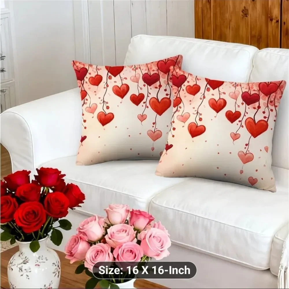 Romantic Heart Pattern Pillow Covers