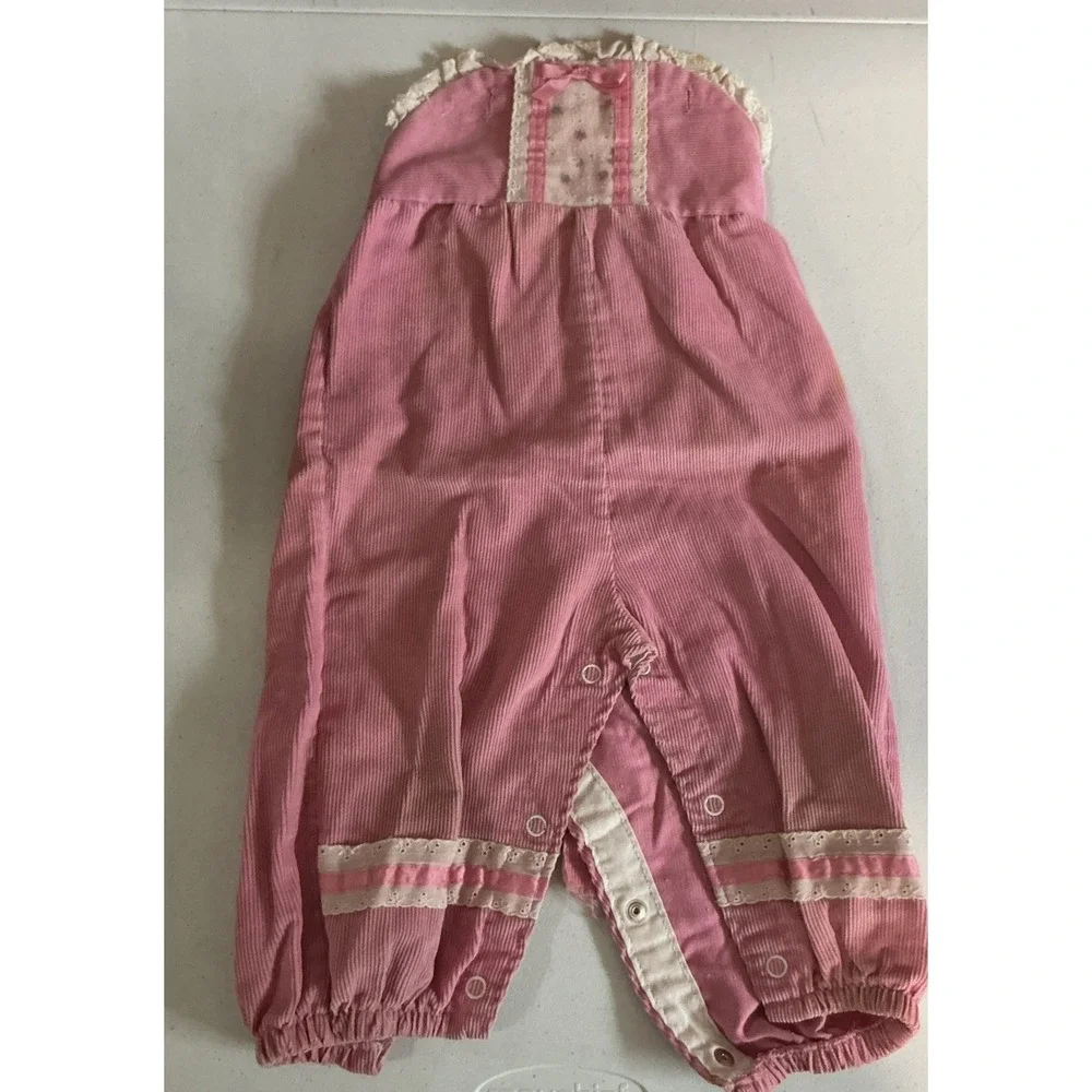 Vintage Health-Tex Baby Pink Ruffles Corduroy‎ Overalls – 18 Months