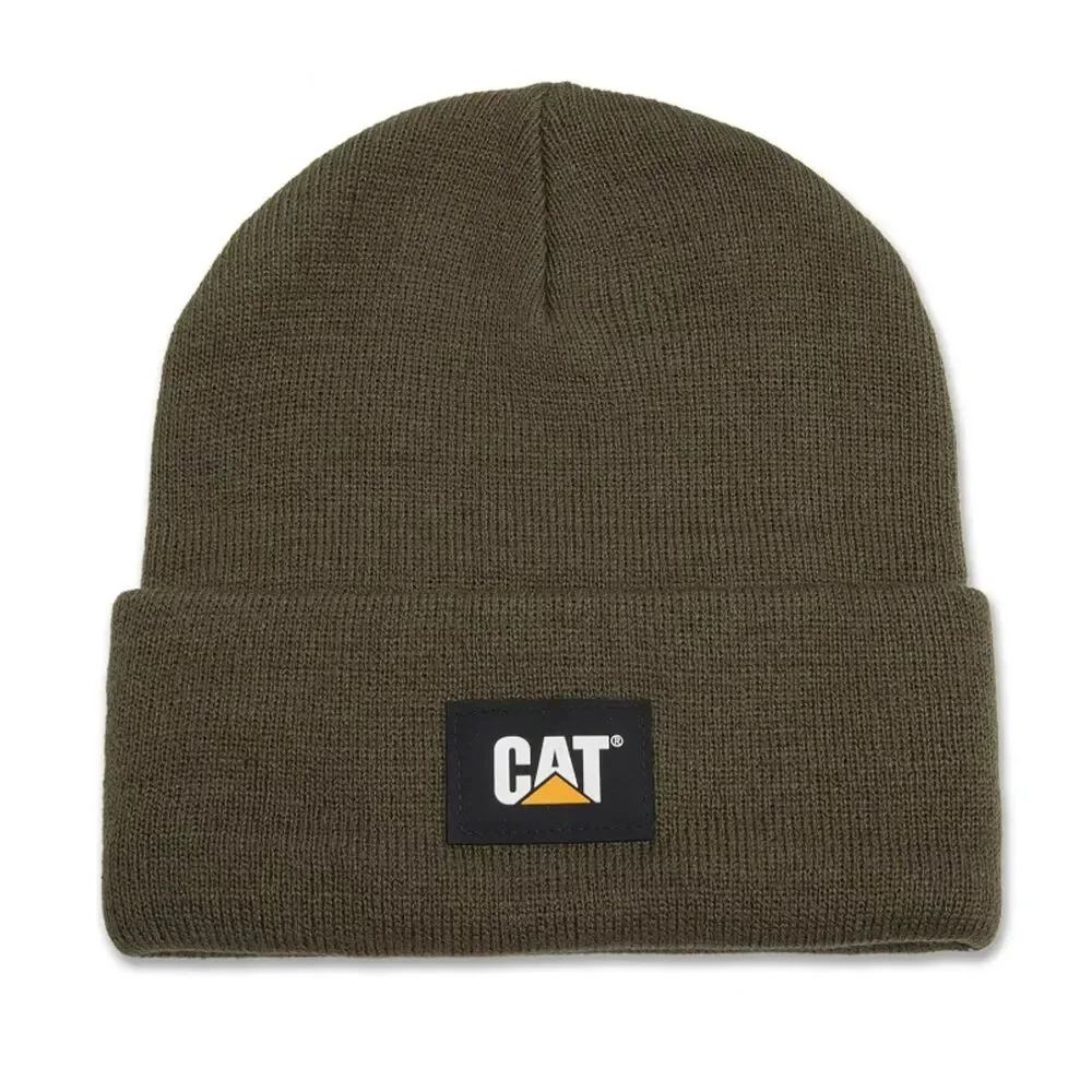 Caterpillar Cat Label Cuff Beanie Hat One Size Army Moss