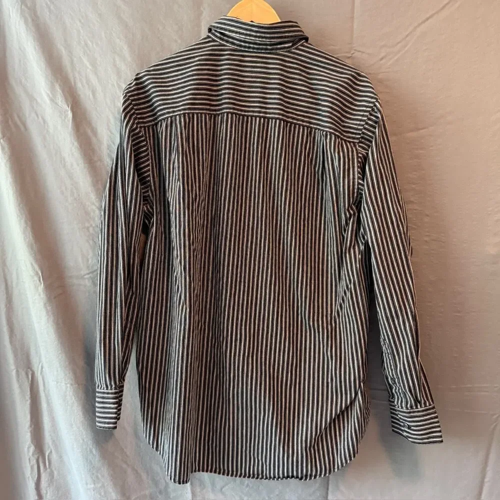 Alfani Men's Button Down Shirt Size XL‎ Striped Long Sleeve 100% Cotton Black