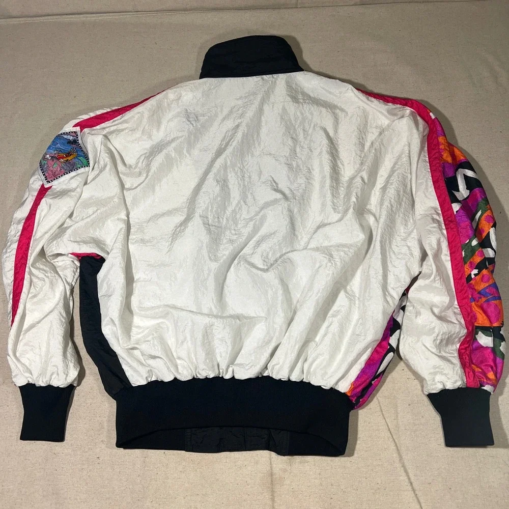 Vintage 90s Hotdogger Color Block Nylon Track Jacket Retro Cartoon‎ Patch M