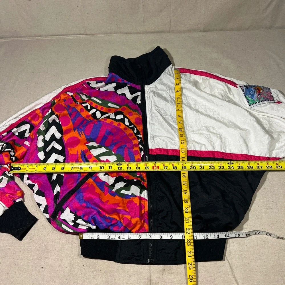 Vintage 90s Hotdogger Color Block Nylon Track Jacket Retro Cartoon‎ Patch M