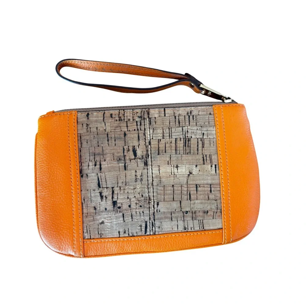 Lauren Ralph‎ Lauren Orange Cork Wristlet Clutch Purse