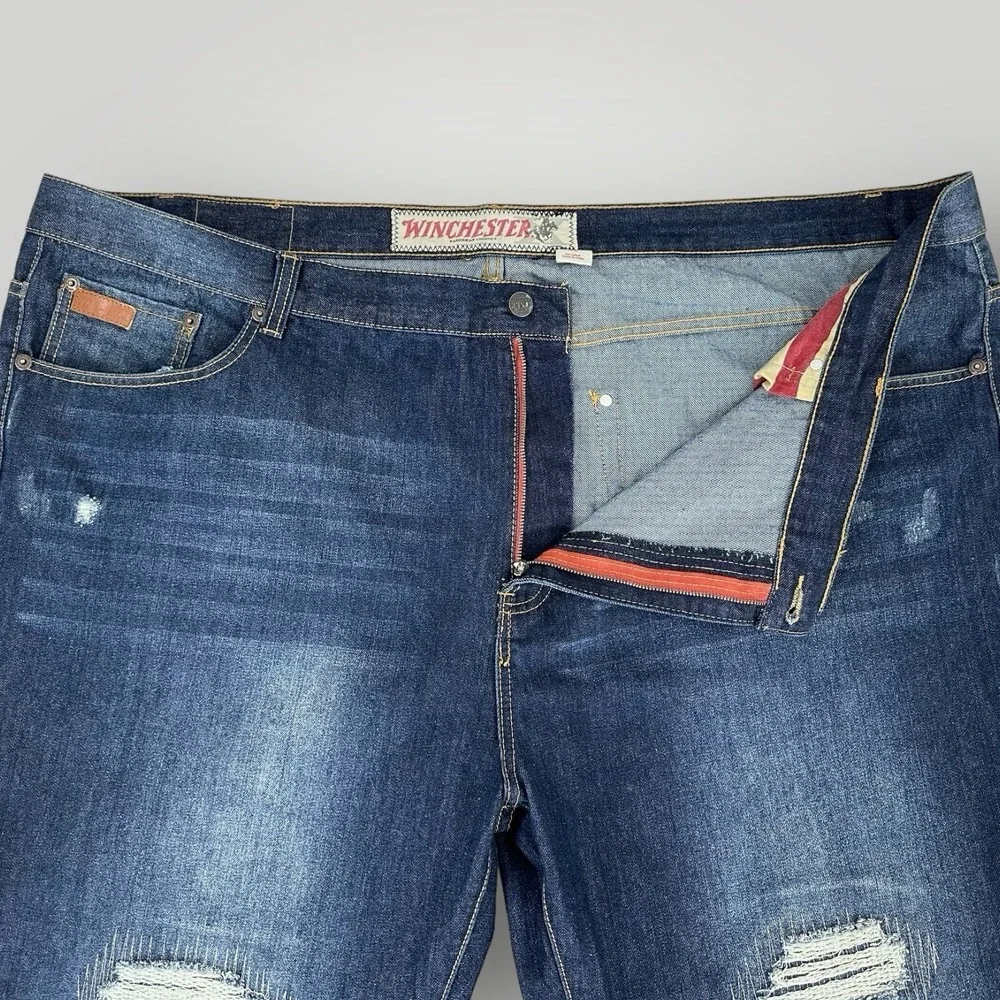 Winchester jeans leg distressed