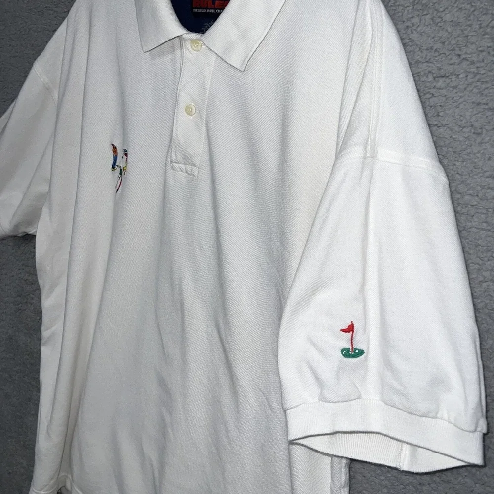 Vintage‎ PIVOT RULES Shirt Men's Size XL White Polo Embroidered Golfers