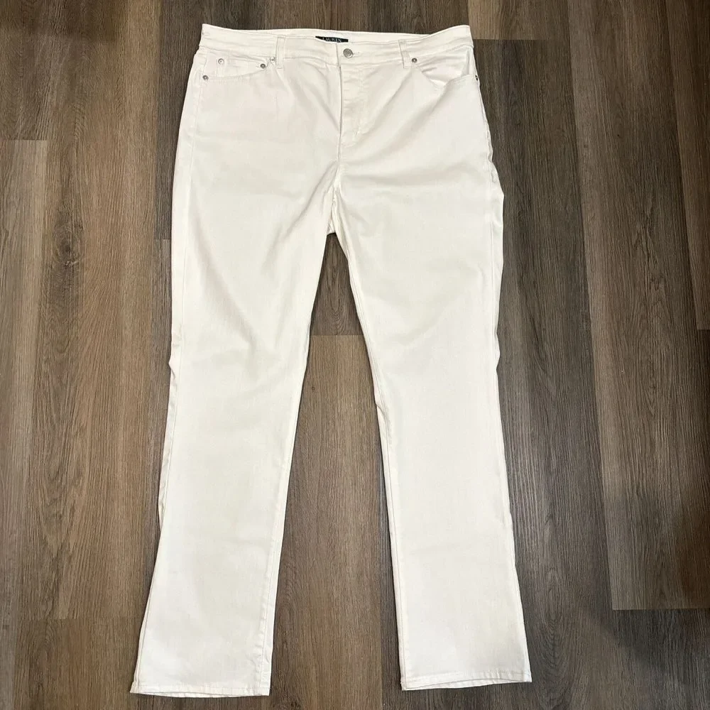 LAUREN RALPH LAUREN RLL Jeans Women's 16 White‎ Premier Straight Stretch