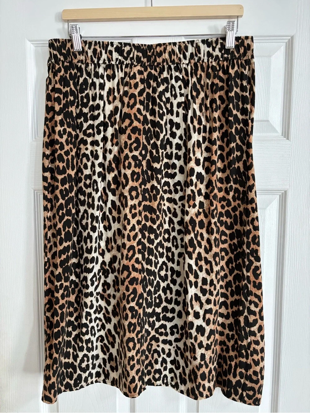 Ganni Silk Leopard Print Cutout Midi Skirt, Size 42/US 10