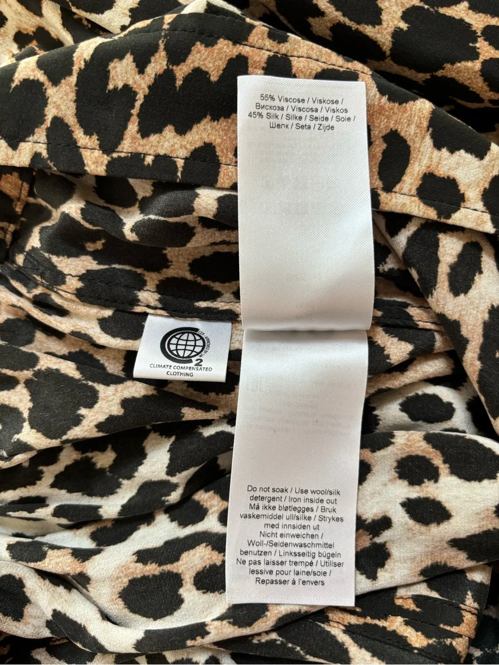 Ganni Silk Leopard Print Cutout Midi Skirt, Size 42/US 10