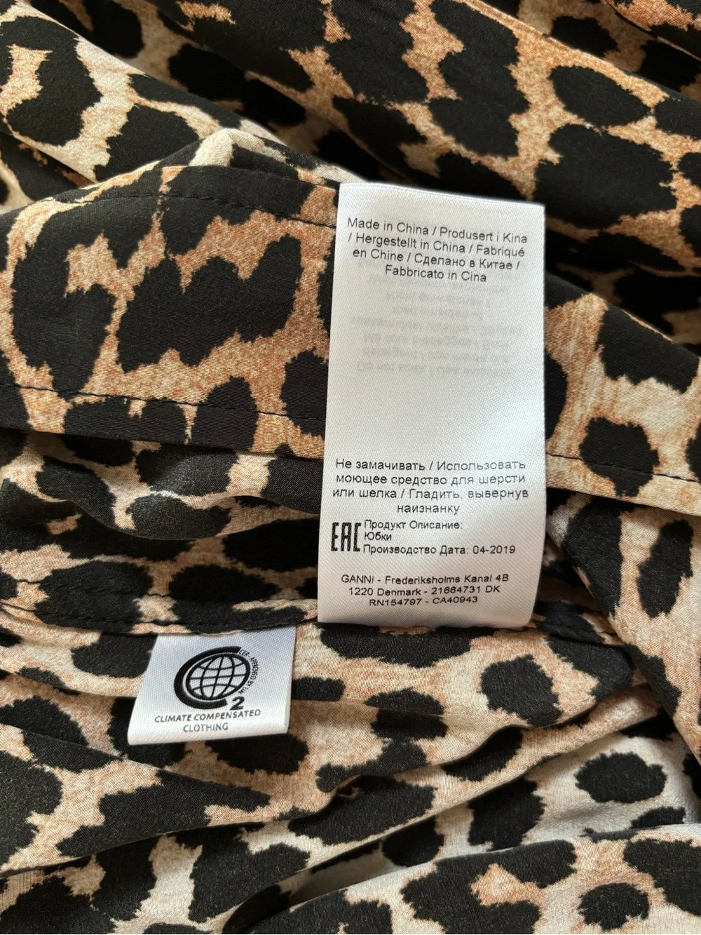 Ganni Silk Leopard Print Cutout Midi Skirt, Size 42/US 10