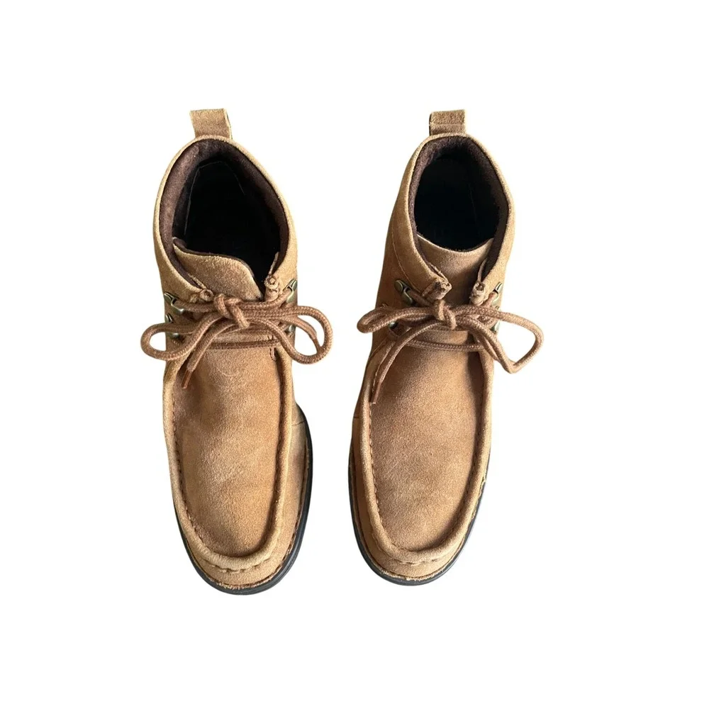Born Suede Leather Moc Toe Ankle Boots Tan Brown Lug Sole  Womens‎ 8M