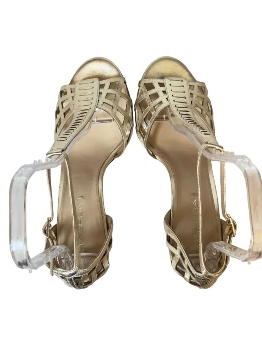 VIA SPIGA Women's Shoes Gold Leather Heels Stilettos Size 9.5M Eu 41