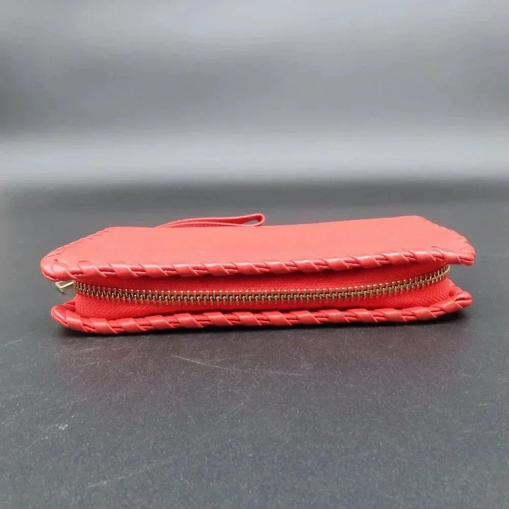 Tory Burch Marion Red Pebbled Leather Wristlet Wallet