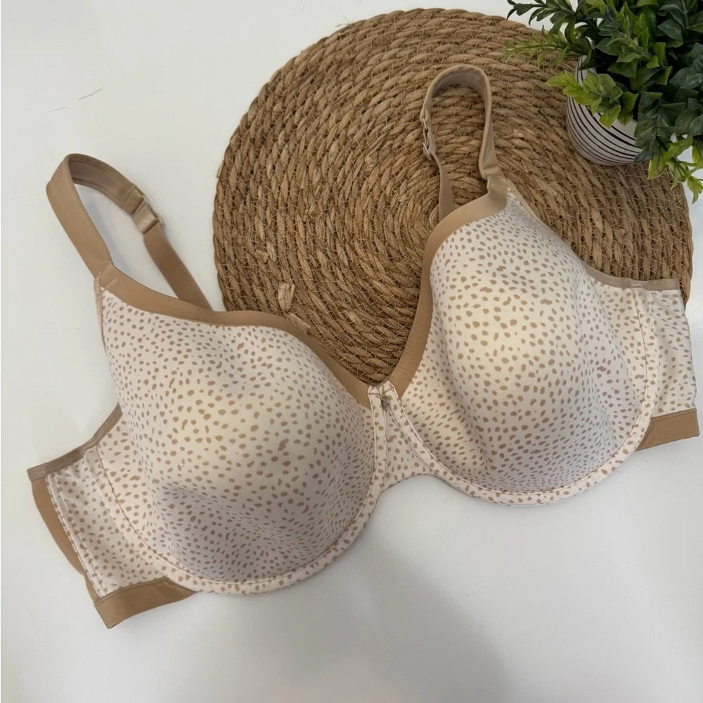 CACIQUE Polka Dot Underwire Bra - Cream and Tan Size‎ 46DDD