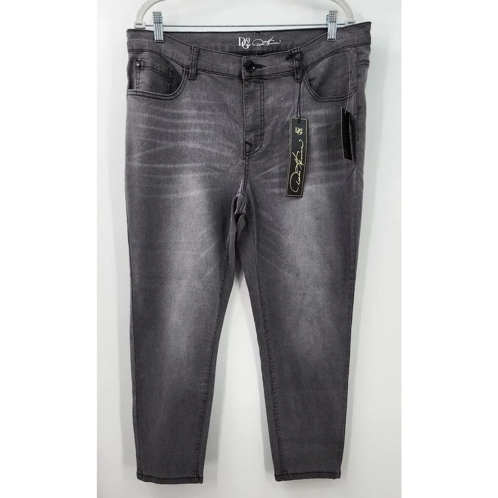 New NWT DG^2‎ by Diane Gilman Black Wash Skinny Jeans Size 16 P W