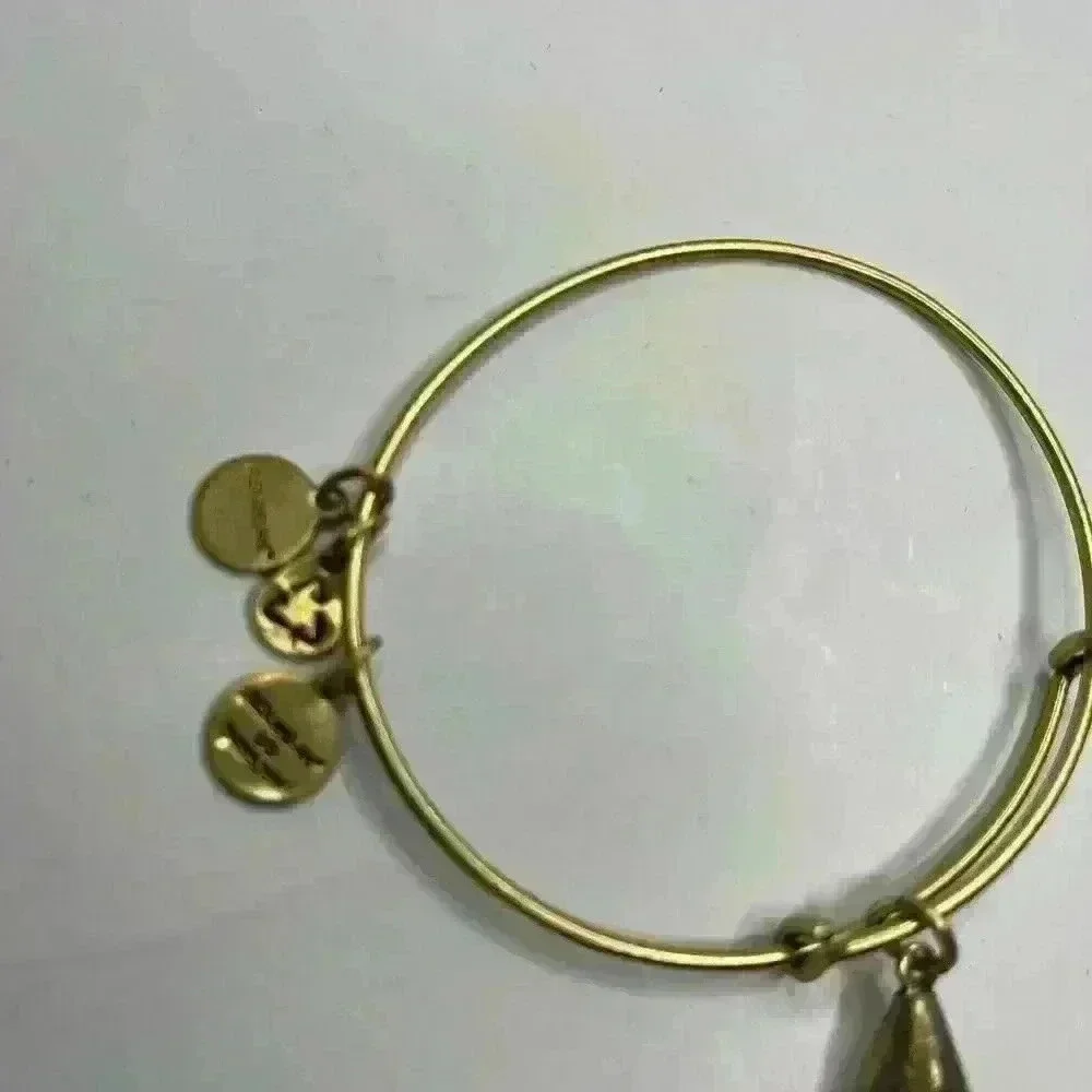 Alex And‎ Ani Gold Tone Charm Bangle Bracelet Dangle Gemstone Dainty Minimalist