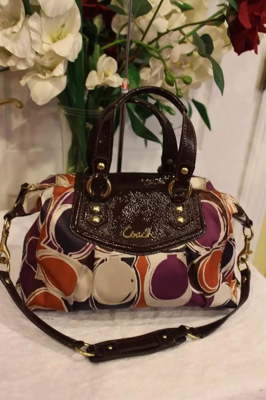 COACH #F20034 ASHLEY HAND DRAWN SCARF PRINT SATCHEL / SHOULDER BAG(PU150
