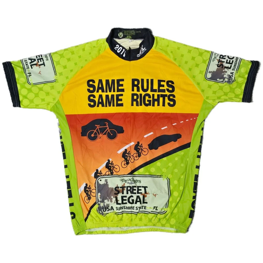 Sumter Landing Bicycle Club Street Legal Cycling Jersey Men L‎ Yellow Green (AC)