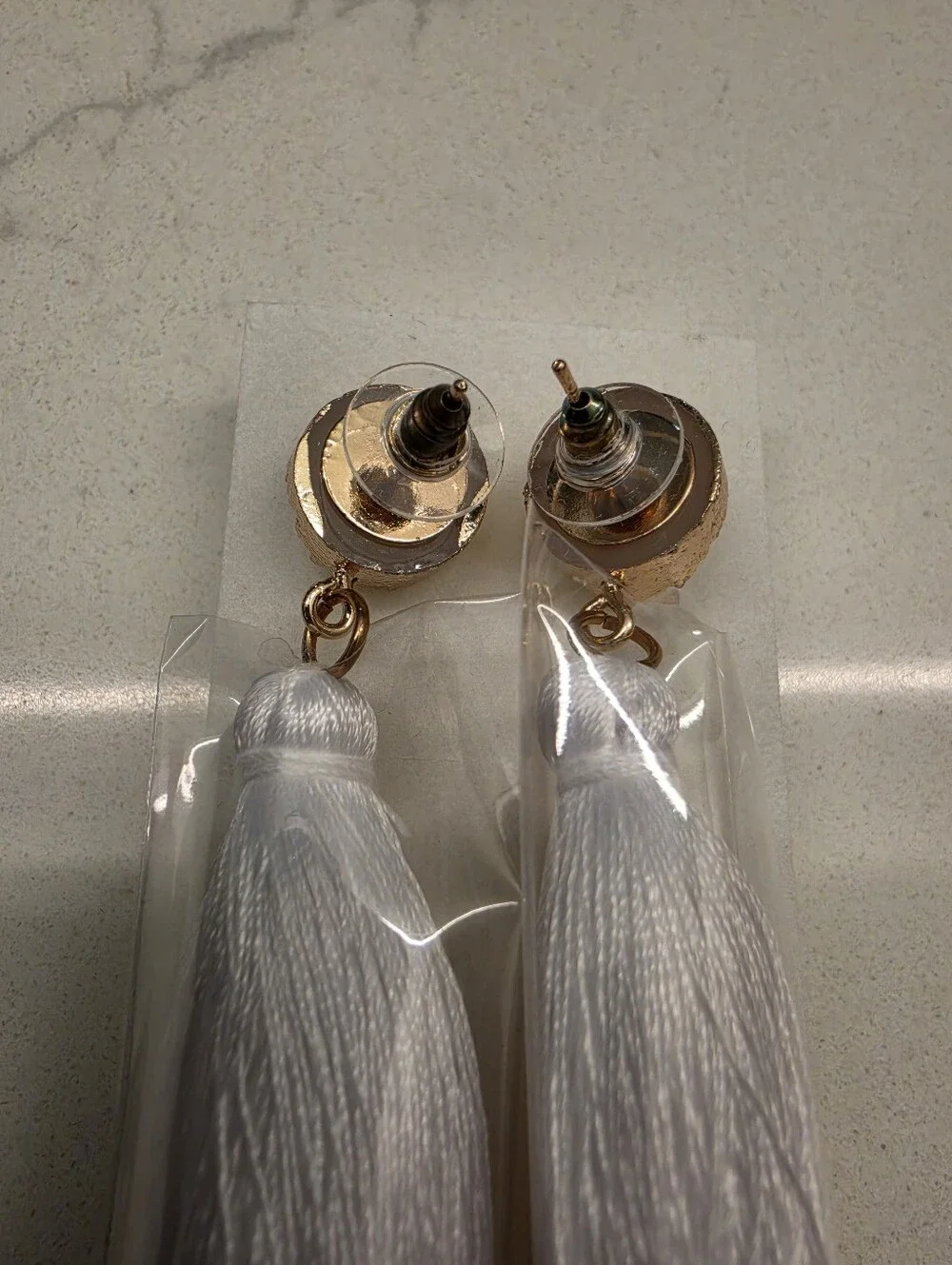 White Sparkling Stone Tassel Earrings Layered 3 Tier Crystal Boho Dangle Drop