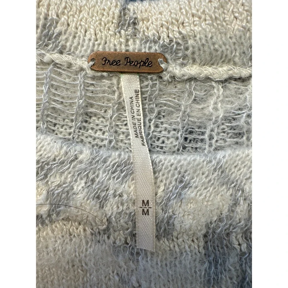 Free People Floral Jacquard Knit Side Zip Sweater‎ Cream Grey Womens Medium