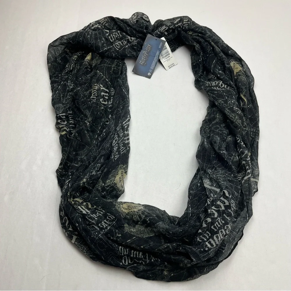 Torrid Harry Potter Infinity Scarf Womens One Size Black Grey Gray‎ White NEW