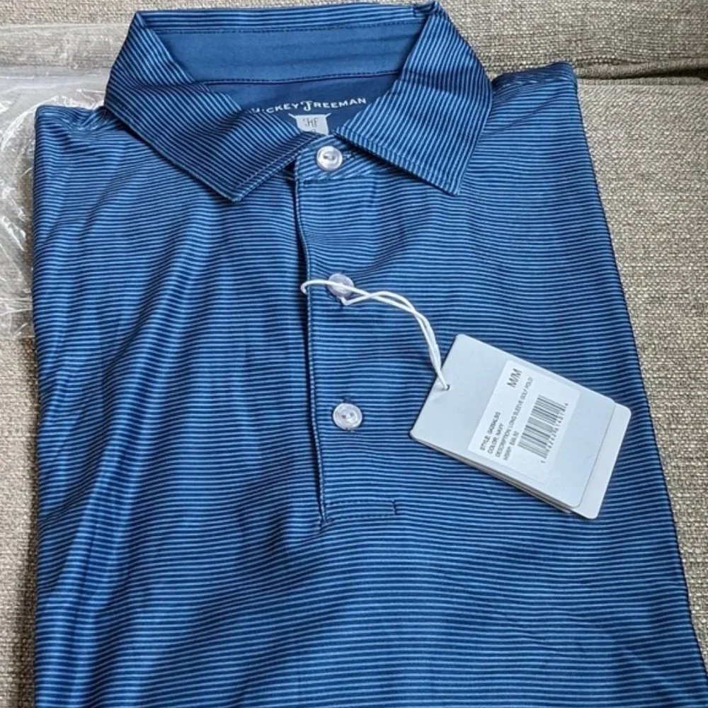 Hickey Freeman Striped Polo Size Medium NWT