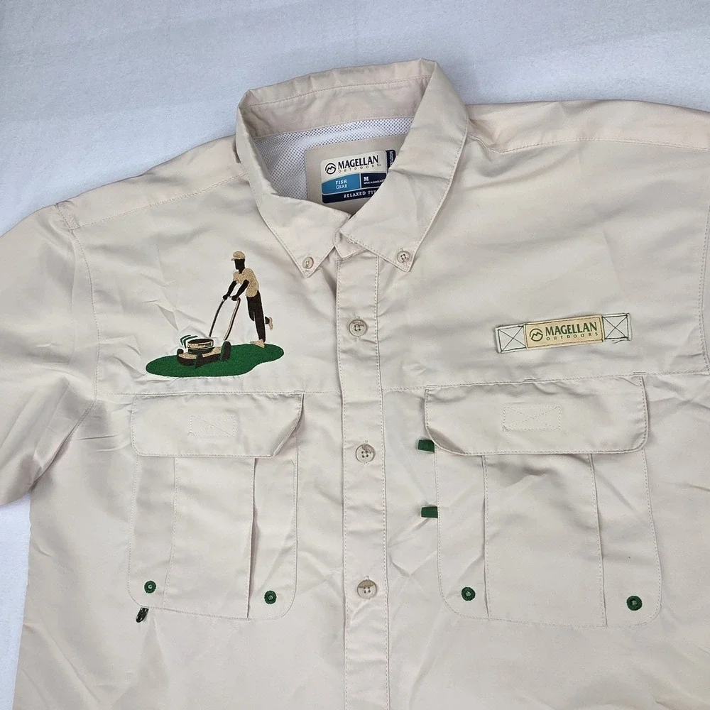 Magellan Men's‎ Laguna Madre Lawnmower Dad Short Sleeve Top Size M Beige