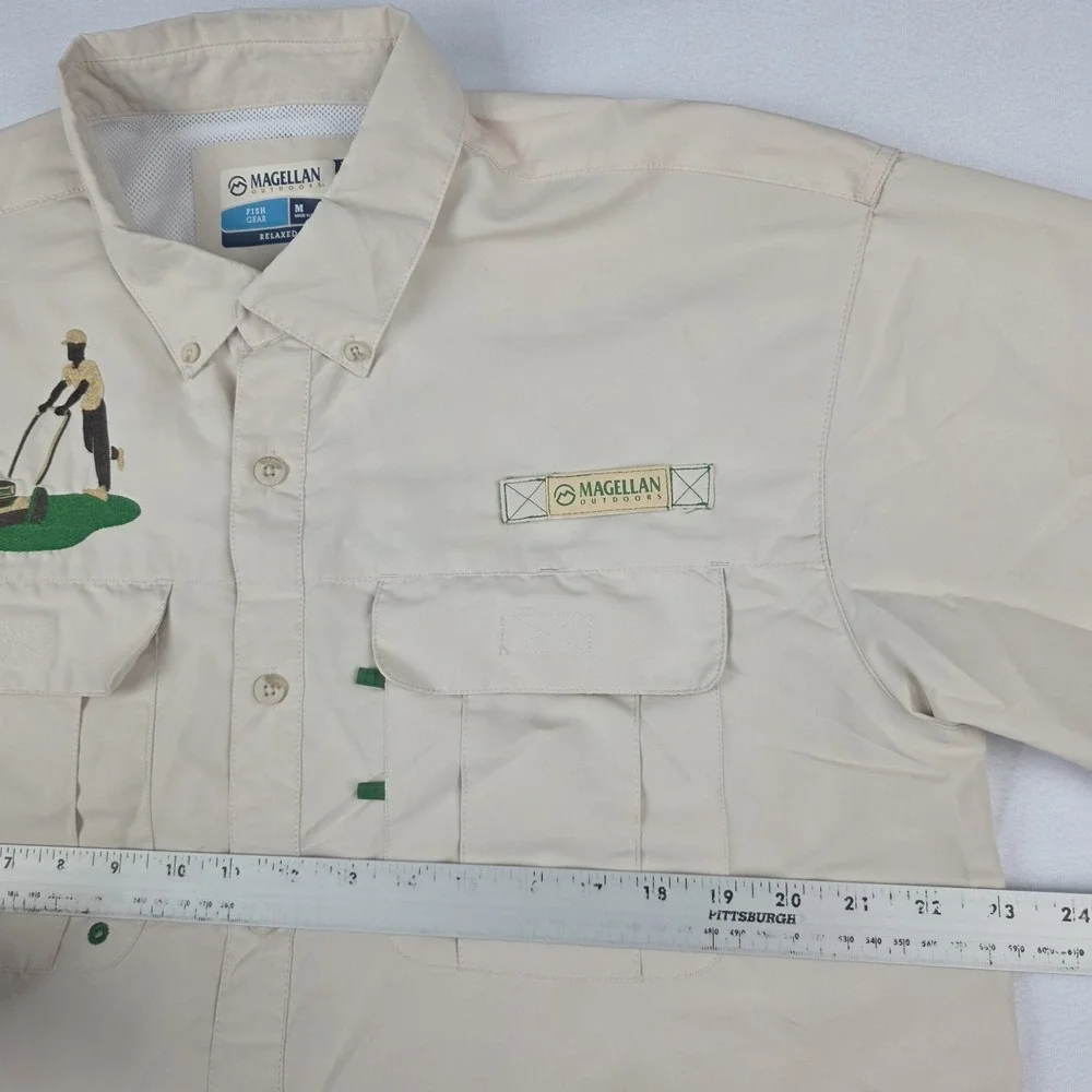 Magellan Men's‎ Laguna Madre Lawnmower Dad Short Sleeve Top Size M Beige