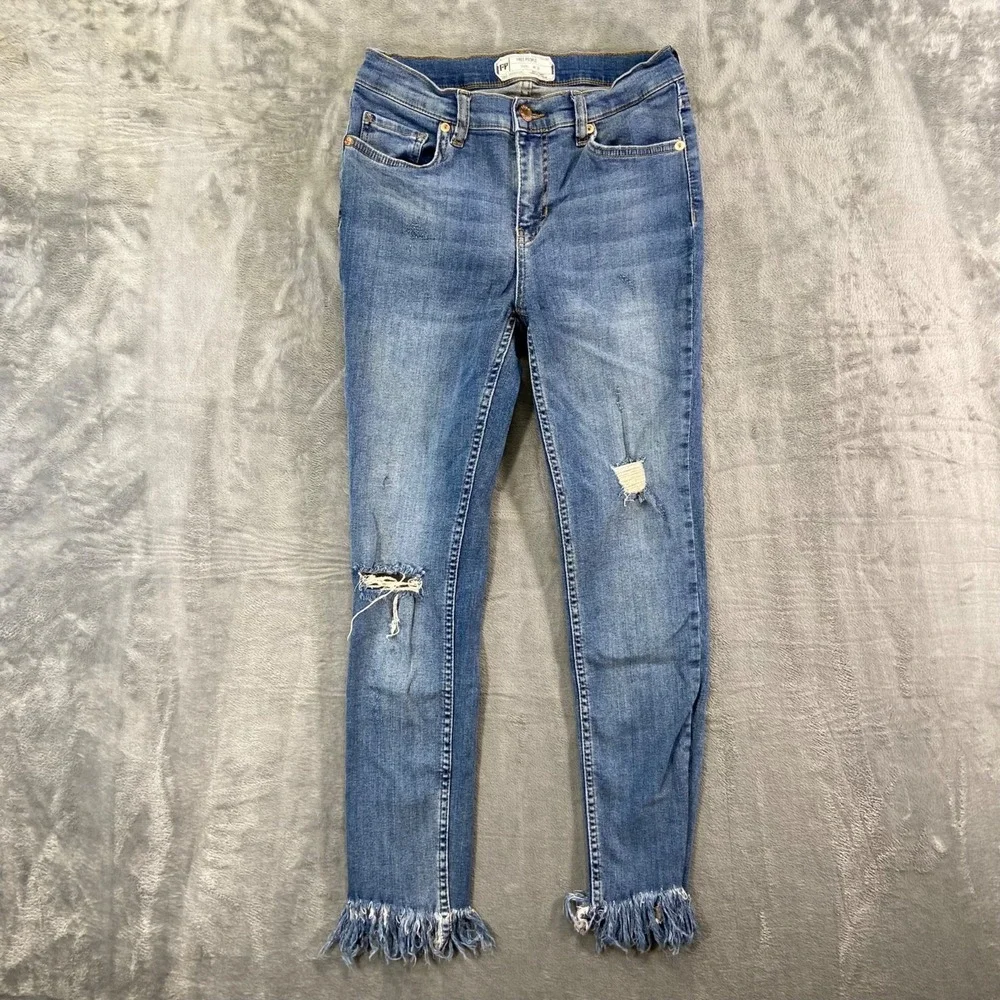 Free People Distressed Skinny Jeans Women's Size 26‎ Blue Denim