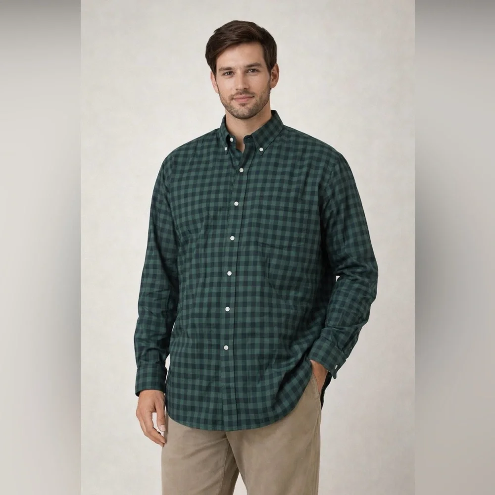 Ralph Lauren Slim Blake XXL Green Black Buffalo Check Button‎ Down Shirt