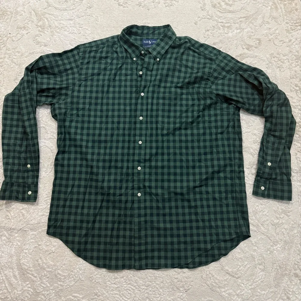 Ralph Lauren Slim Blake XXL Green Black Buffalo Check Button‎ Down Shirt