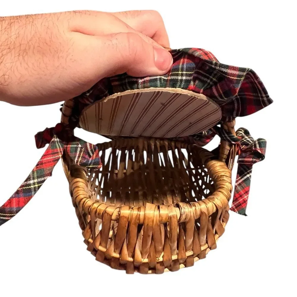 Plaid “teacher‎ themed” Basket with Embroidered top