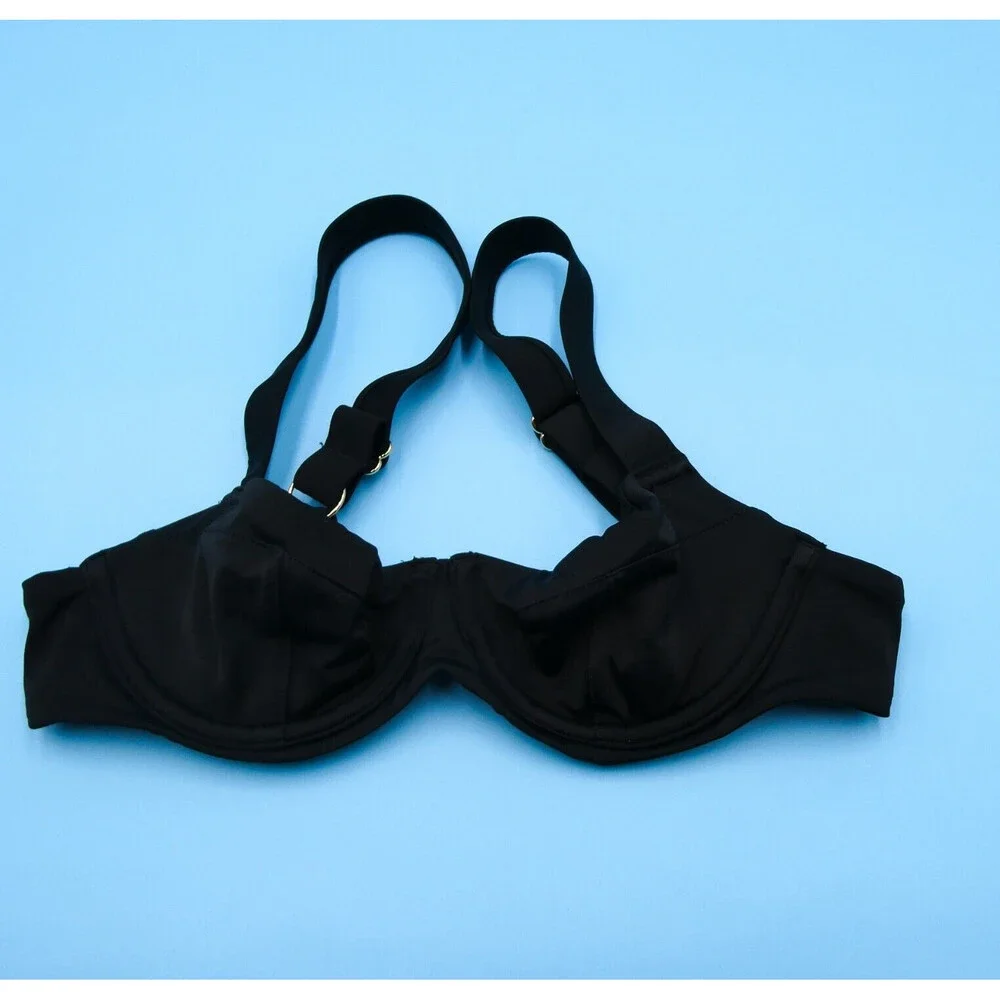 Victorias Secret 34A Black Underwired Push Up Wide Straps Bikini Top Swimwear VS