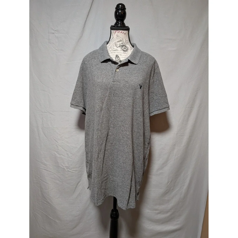 American Eagle Men's Heather Gray Polo Shirt Size‎ XXL