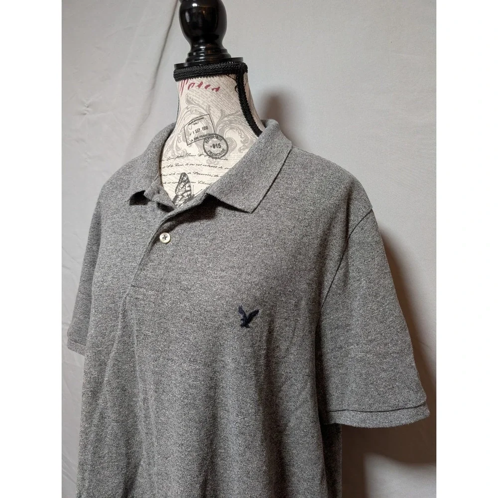 American Eagle Men's Heather Gray Polo Shirt Size‎ XXL