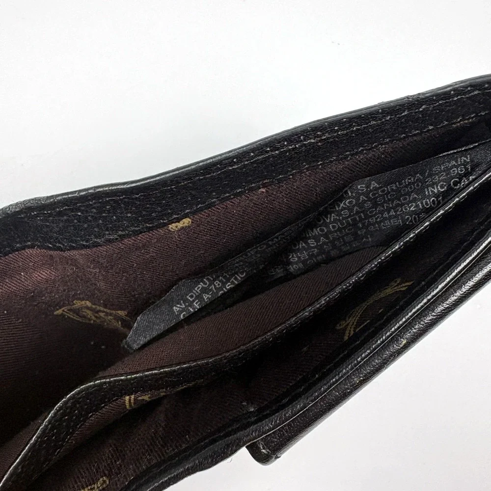 VTG Massimo Dutti BiFold Leather Wallet Perforated Black Sport Driving Snap Coin