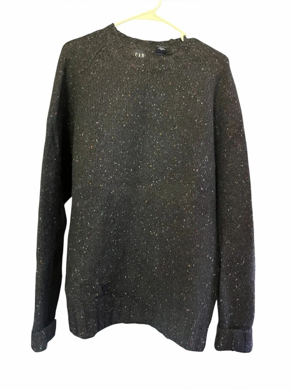 VTG 90S GAP Speckled Wool Sweater Mens L Navy Blue Donegal Pullover Hong Kong