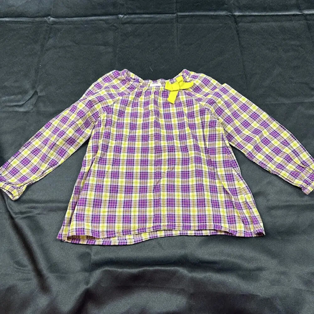 OshKosh B’gosh Girls‎ Shirt 4T Purple Yellow Flannel Baby Doll EUC