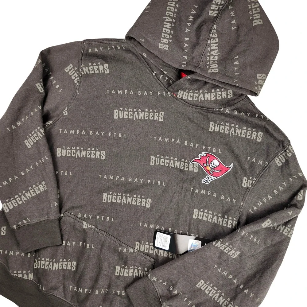 NFL Team Apparel Tampa Bay Buccaneers Hoodie Youth Large‎ 14-16 Brown AOP