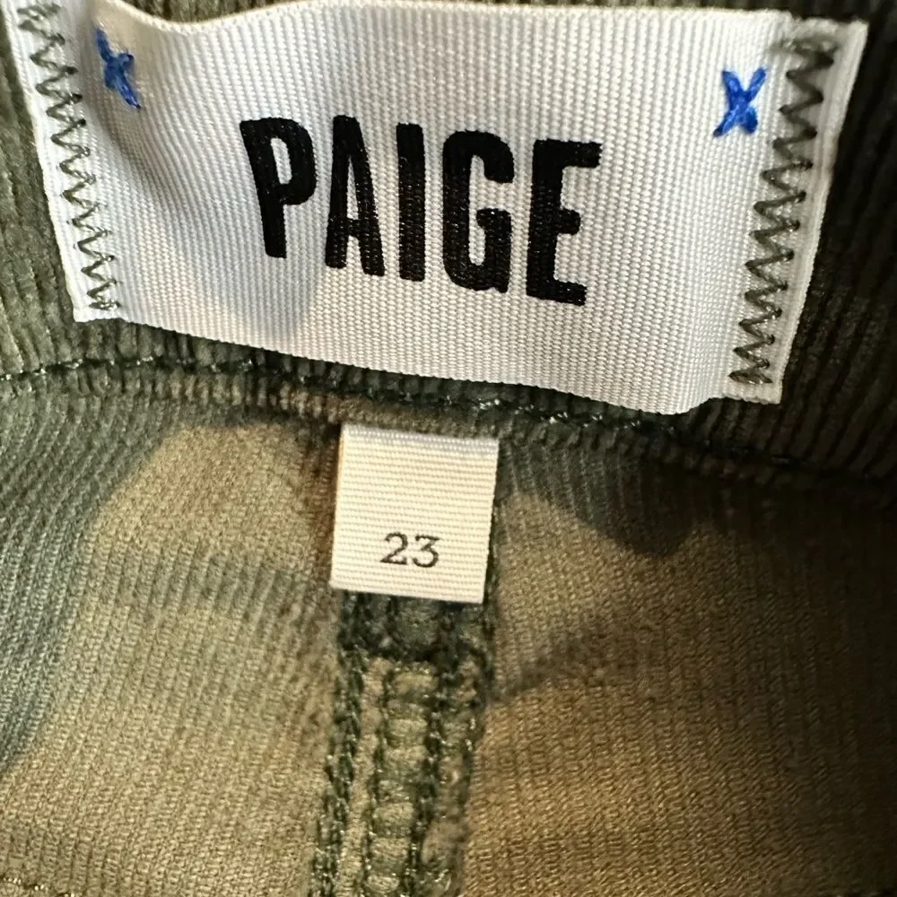 NWT PAIGE Women’s Hoxton Slim Green Corduroy Denim Ankle Jeans Pants - Size 23